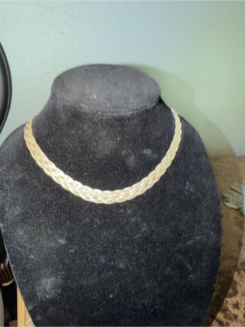 Braided sterling silver necklace 16” - Picture 2 of 6